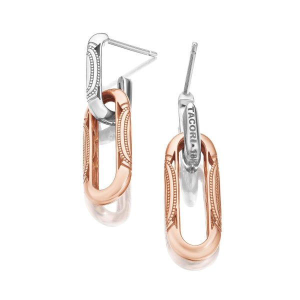 Double Link Earrings, Milgrain Two-Tone - Image 2