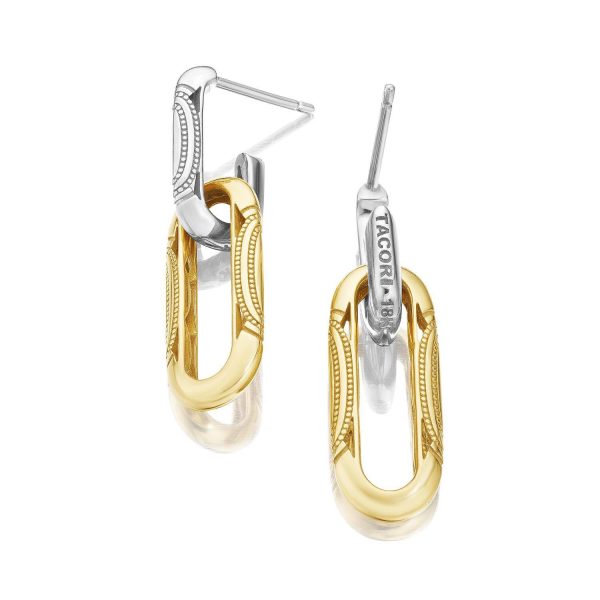 Double Link Earrings, Milgrain Two-Tone - Image 2