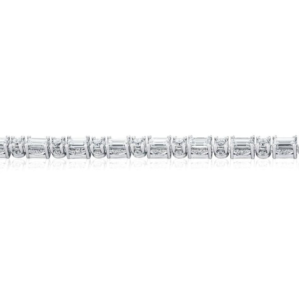 Diamond Tennis Necklace, Baguette & Round - Image 3