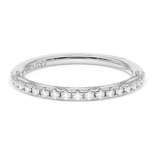 French Pavé Diamond Wedding Band, 2.0mm