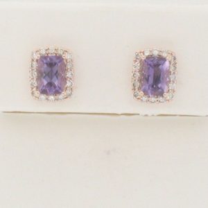14K STRAWBERRY GOLD DIAMOND AMETHYST EARRINGS