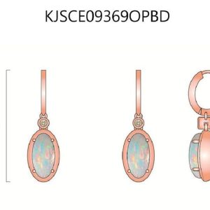 14K STRAWBERRY GOLD DIAMOND OPAL EARRINGS
