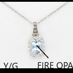 14K YELLOW GOLD DIAMOND FIRE OPAL PENDANT