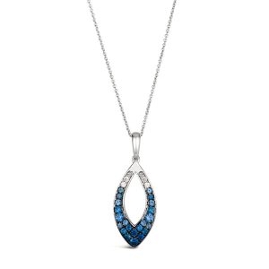 14K WHITE GOLD SAPPHIRE OMBRE, WHITE SAPPHIRE PEND