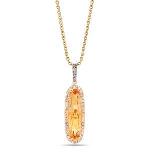 14K YELLOW GOLD DIAMOND CITRINE PENDANT