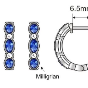14K WHITE GOLD DIAMOND SAPPHIRE EARRINGS