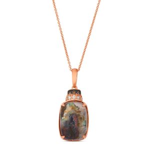 14K STRAWBERRY GOLD DIAMOND AQUADITE BLACK PENDANT
