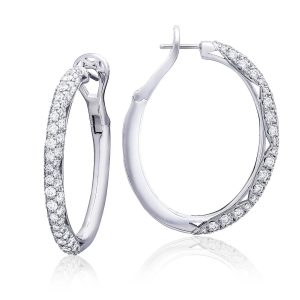 Hoop Earrings, Oval Full Diamond