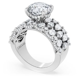 Round Solitaire Engagement Ring w/ North South Marquise & Pear Band