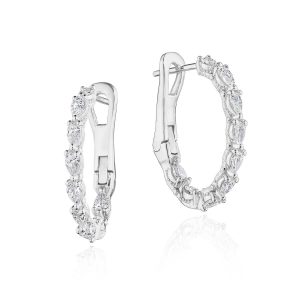 Pear Diamond Hoop Earrings in 18kt White Gold