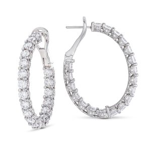 Round Cut Oval Diamond Hoop Earrings