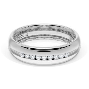 Rounded High Polish Finish Diamond Wedding Band