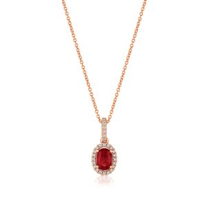 14K STRAWBERRY GOLD DIAMOND RUBY PENDANT