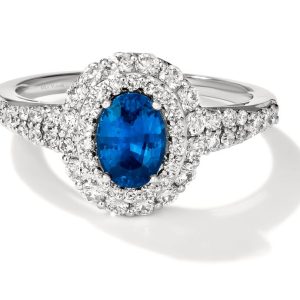 95% PLATINUM  GOLD DIAMOND CEYLON SAPPHIRE RING