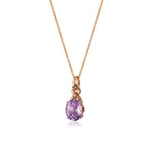 14K STRAWBERRY GOLD DIAMOND AMETHYST PENDANT