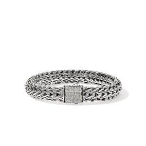 Icon Bracelet, Sterling Silver, Diamonds, 10.5MM