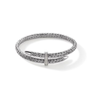 Spear Flex Cuff, Sterling Silver, Diamonds, 5.5MM
