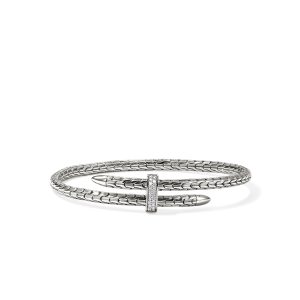 Spear Flex Cuff, Sterling Silver, Diamonds, 4MM