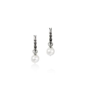 JH Essential Pearl Hoop Earring, Sterling Silver, 16MM