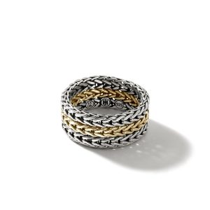 Icon Link Chain Ring, Silver, Gold, Wide